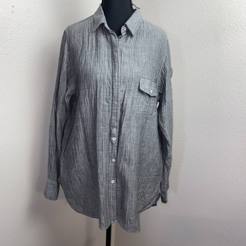 Rag & Bone Long Sleeved Shirt Womens Size 6 Gray Cotton Buttoned Lightweight